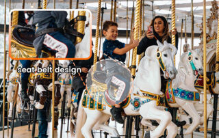 Nylon webbing seat belt design of the double decker carousel