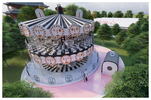striped fantasy double storey carousel ride