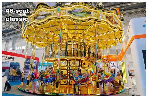 48 seats classic style double storey carousel ride