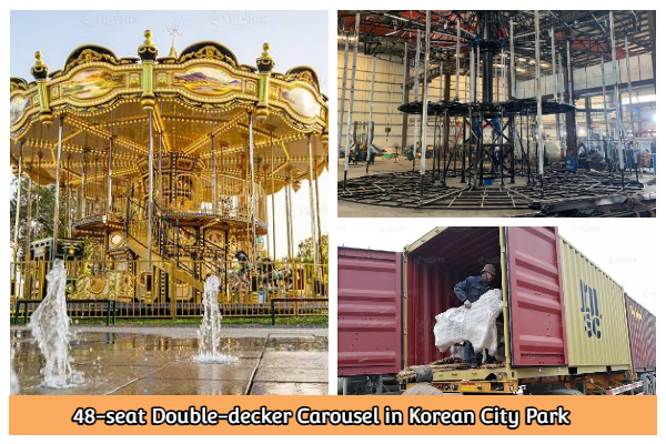 Korean city park double decker merry go round ride