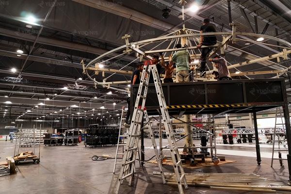 onsite installation of the merry go round ride