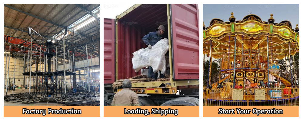 two story carousel ride delivery steps